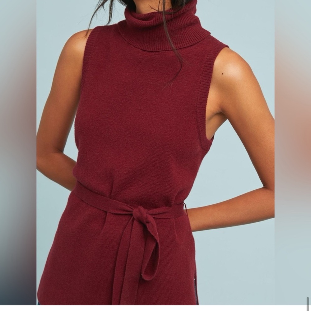 Burgundy Sleeveless Turtleneck |Anthropologie